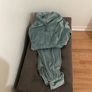 Victoria's Secret Women's Velour Full Zip Hoodie Set | Size XL